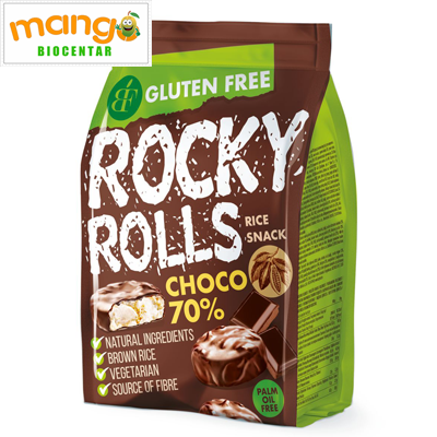 Rocky rolls choco 70g 70% kakao Benlian food nis kozmetik plus,bez glutena