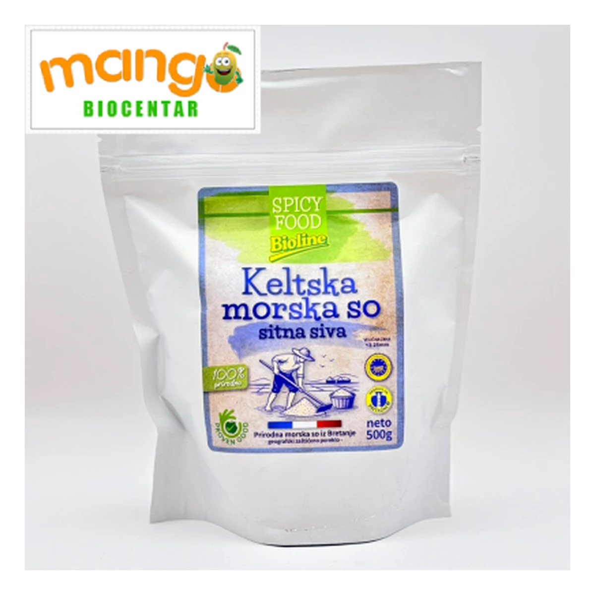 Keltska morska so sitna siva 500g – Bioline Keltska morska so sitna siva 500g – Bioline, prirodna so iz Bretanje (Francuska), zaštićeno geografsko poreklo