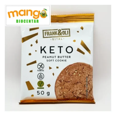 Frank & Oli VITAL Keto Peanut Butter Soft Cookie 50g — vegan keto cookie sa pastom od kikirikija (35%), brašnom od kikirikija (25%) i čia semenkama (2%)