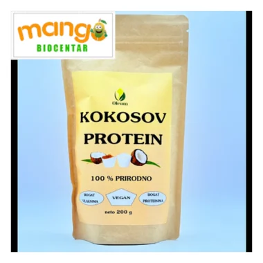 Oleum kokosov protein 200g — kokosovo proteinsko brašno, vegan, bogato vlaknima (28,3g) i proteinima (22,8g)