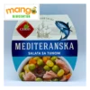 Cerio mediteranska salata sa tunom 160g — gotova konzerva sa povrćem (kukuruz, grašak, šargarepa, masline) i 26% tune u suncokretovom ulju