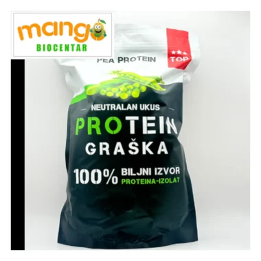 Top Food protein graška izolat 80% 1kg — 100% biljni vegan protein, neutralan ukus, bez glutena, 80g proteina na 100g