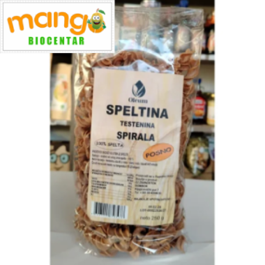 Speltina testenina spirala 250g Oleum — 100% spelta, posno, sa glutenom iz spelte